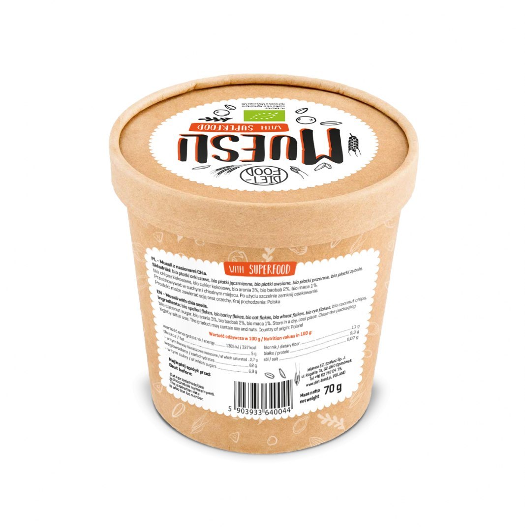 Diet-Food BIO MUESLI WITH SUPERFOOD - Cup 70 g-1